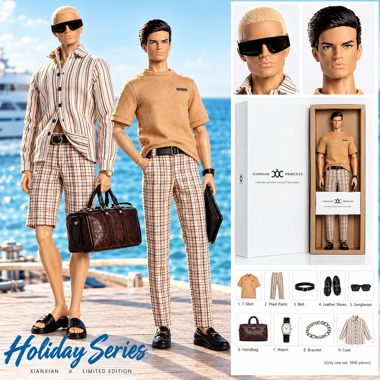 Xianxian 33cm Strong Man  Male Supermodel Doll Toy David 1/6 Male Doll Model 12 Joint Deep Wheat Skin With Stand Collect Gifts