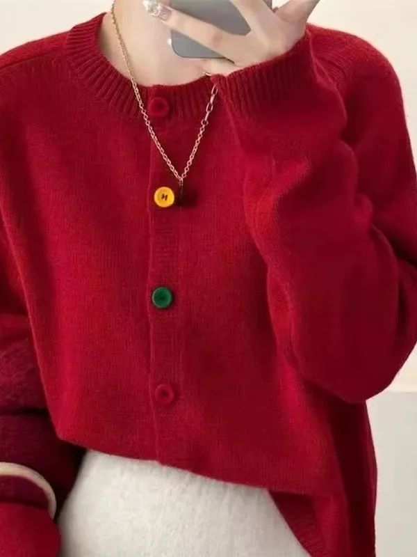 루즈핏 니트 오픈 가디건 여성용 라운드 넥 스웨터 아우터웨어 부드럽고 편안한 봄 가을 겨울 캐주얼 긴 소매