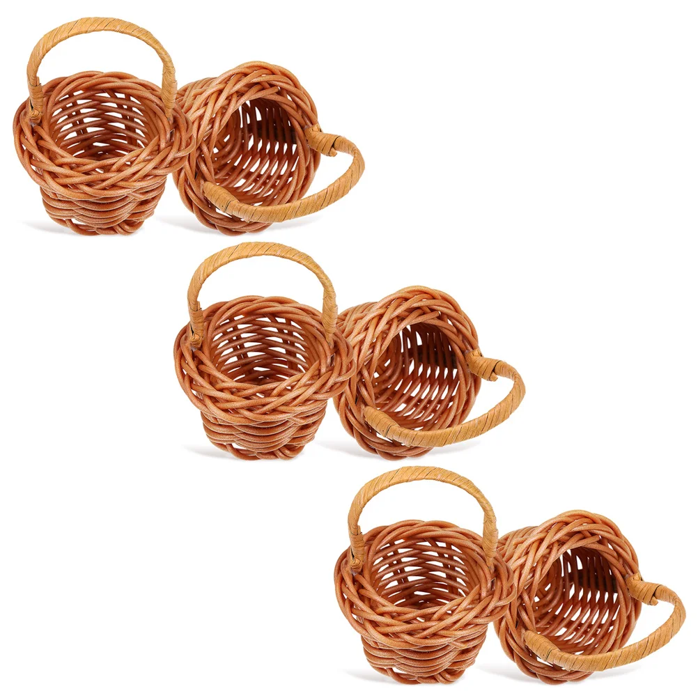 12 Pcs Mini Woven Flower Baskets Rustic Decor House Landscaping Small Wicker Storage Tiny Basket Set