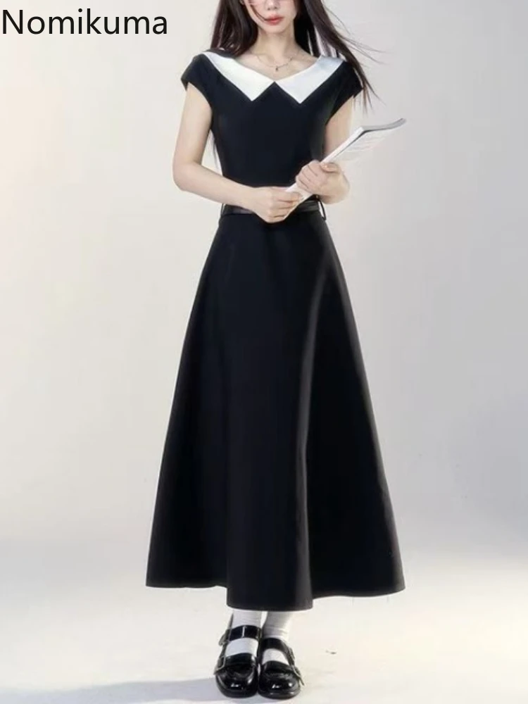 

Black Maxi Dress Women's Clothing Slim Waist Temperament Robe Femme Korean Chic Sweet Summer Dresses 2025 Vestidos De Mujer
