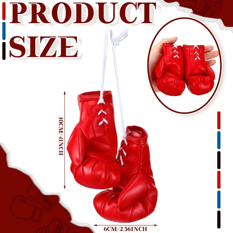 Mini Leather Boxing Gloves 10CM Miniature Punching Gloves Boxing Accessories Gifts Holiday Ornament Hanging Decoration for Car - Image 3