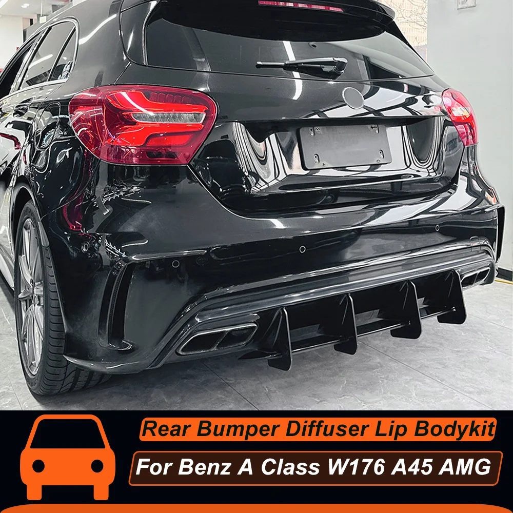 For Mercedes Benz A Class W176 A45 AMG 2013-2018 Rear Bumper Diffuser Lip Spoiler Splitter Protector Guard Exterior Accossories