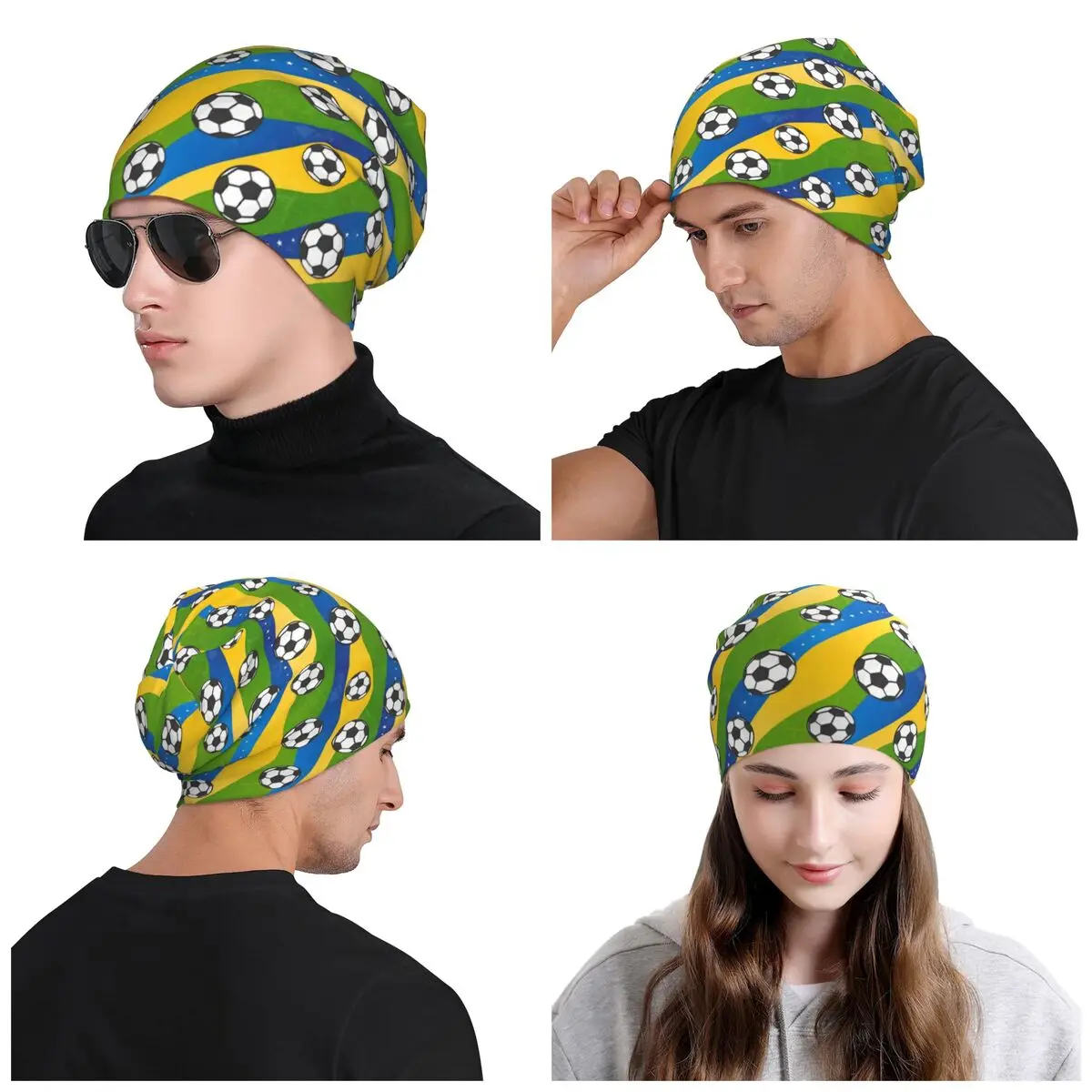 مخصص كرة القدم كرة القدم والهدف البط البري نمط Skullies Beanies قبعات شتاء دافئ محبوك قبعة الكبار للجنسين الساخن بونيه القبعات #6