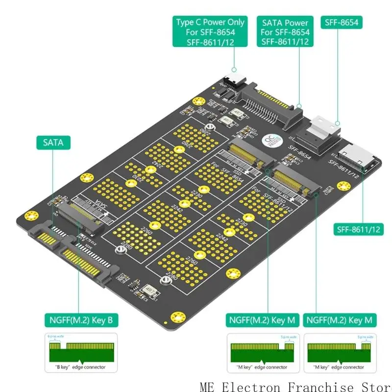 Soid Disks Converter for M.2 NVMe to SFF 8611 SFF 8654 Connection Multiple Interfaces Efficient