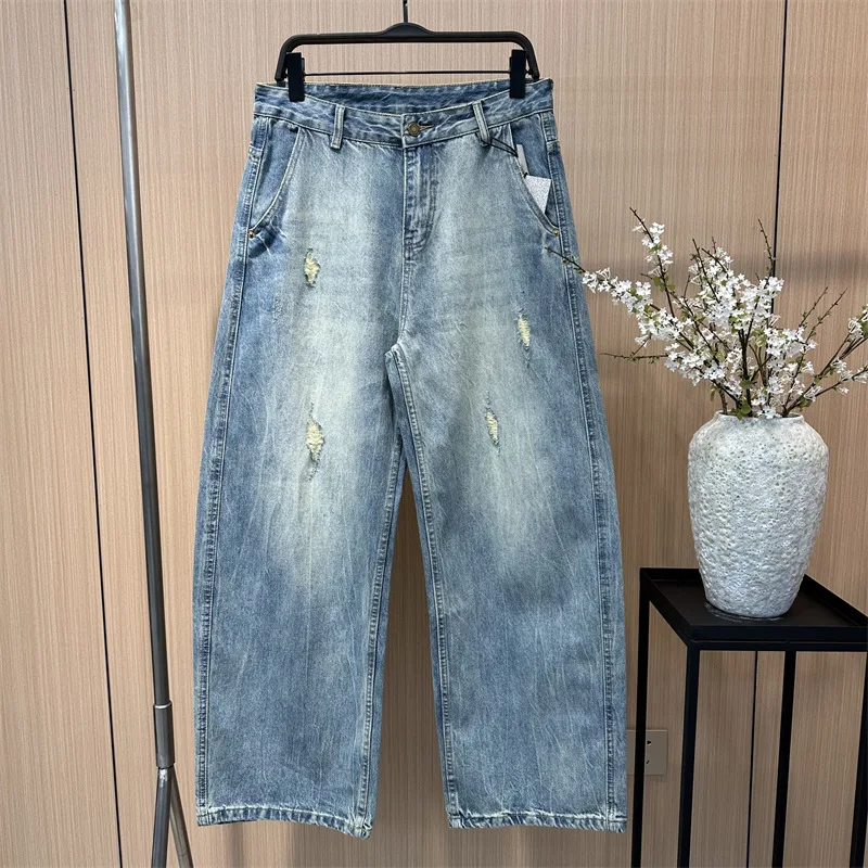 

Модные повседневные мужские джинсы весна-осень, широкие брюки-клеш, длинные брюки из хлопка прямого кроя, стильные.