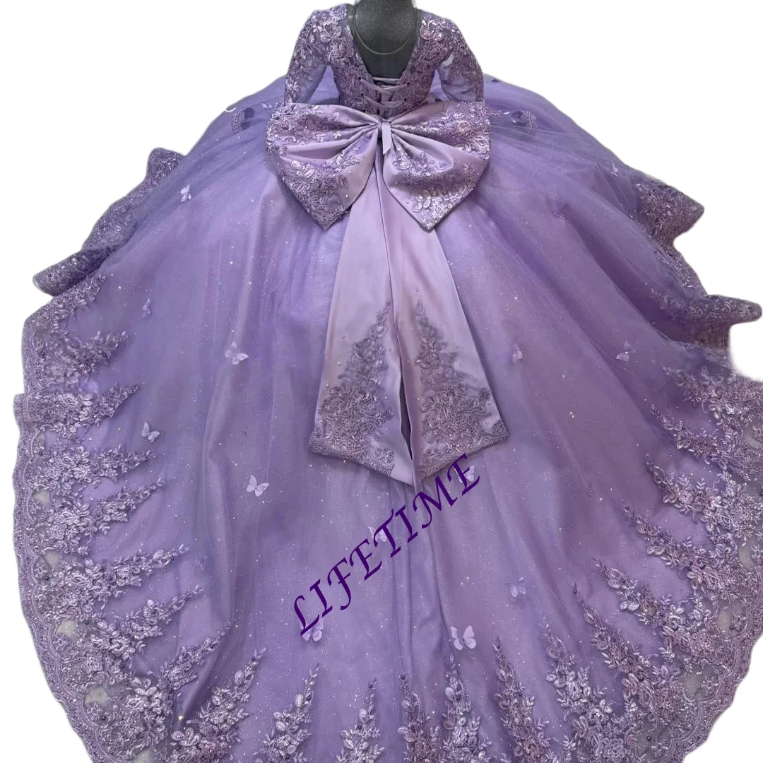 customizedflower-girl-dress-for-wedding-full-sleeve-tulle-lace-with-bow-applique-elegant-child-first-eucharistic-birthday-party