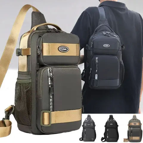Riding backpack for men, men's chest bag, casual men's single shoulder bag, lightweight and large-capacity crossbody bag