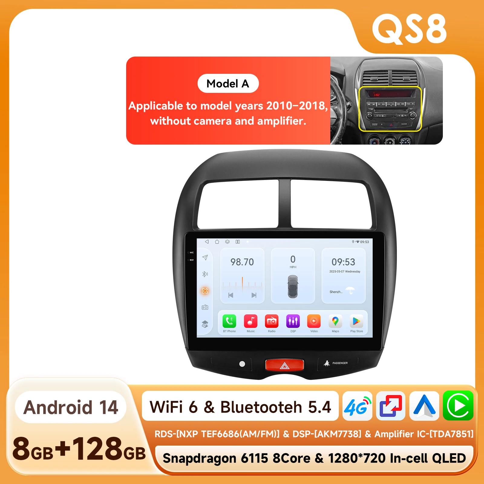 Hizpo 10.1 "Autoradio Intelligente Systemen Voor Mitsubishi Asx 1 2010 - 2018 Multimedia Carplay Android Auto Gps Nr. 2 Din 2din Dvd