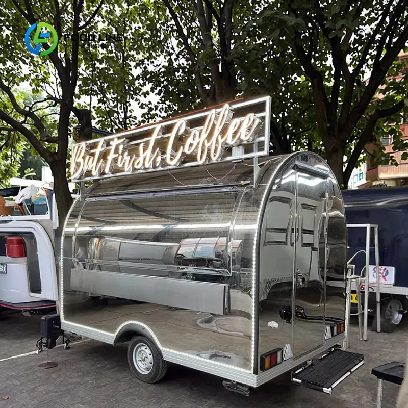 

Stainless Steel Round Small Food Trailer With DOT Certificate and CE for Sale Snack Food Truck and Ice Cream Cart in USA