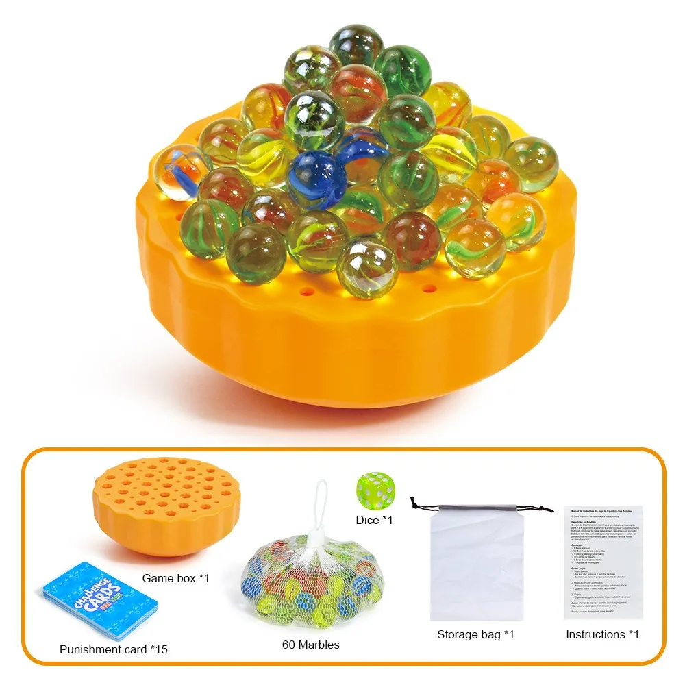 

60 Colorful Marbles Marble Ball Balancing Game Stored Inside Educational Stack Balance Game Challenging Safe Material