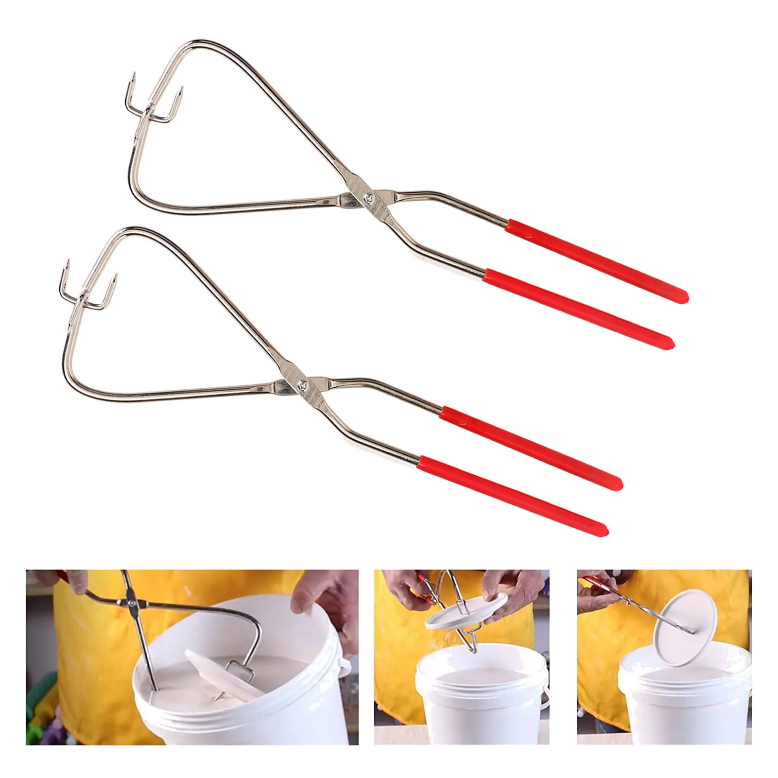 Pince à tremper avec manche rouge en acier inoxydable, nettoyage facile, Fixation Stable, pince à Sculpture de poterie pour la Sculpture artisanale, 2 pièces