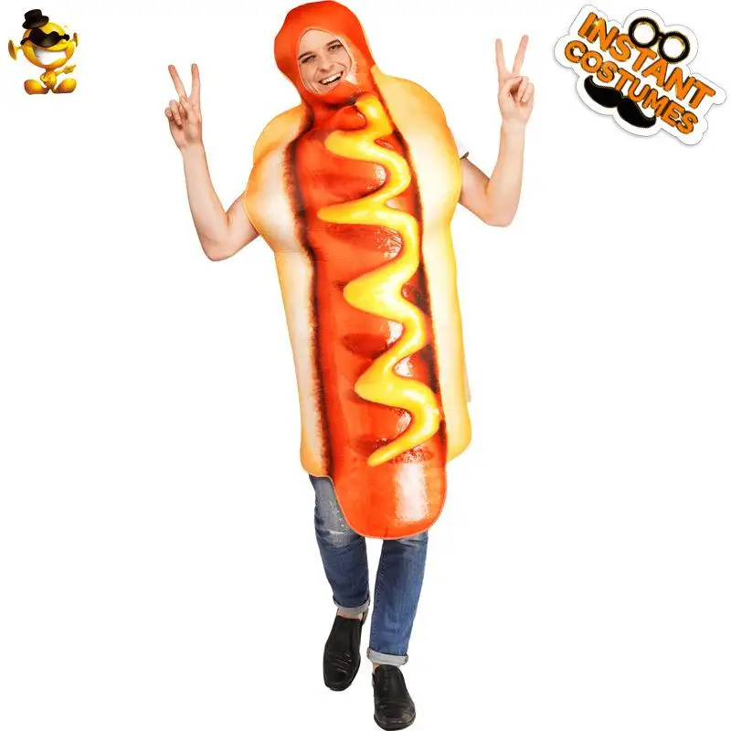 Funny loween Hot Dog Onesie Costume Stage Performance Suit Women's Autumn PU Material KTV Dr Code Comic Book Theme