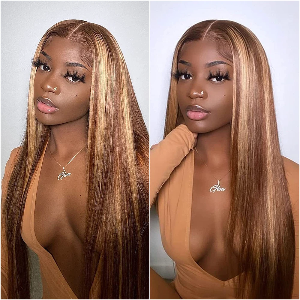 

13x4 Hd Highlight Wigs Прямые цветные 13x6 Парики фронта шнурка для женщин Медовый блондин 100% человеческие волосы Кружевной фронтальный парик для женщин