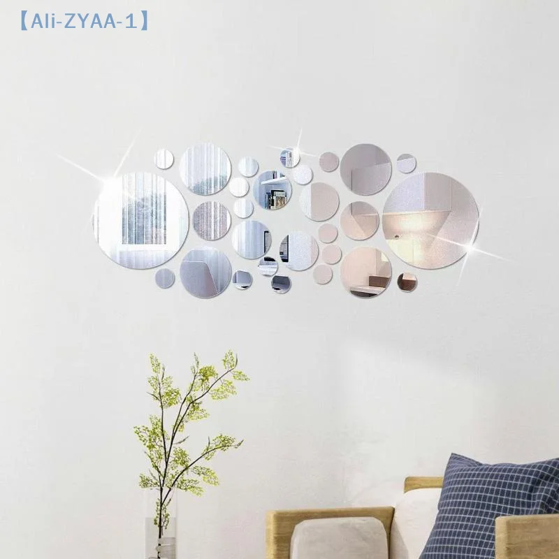 【ZYAA-1】26PCs 3D Runde Spiegel Acryl Spiegel Wand Aufkleber DIY Schlafzimmer Badezimmer Und TV Hintergrund Zimmer Aufkleber Wand Dekoration