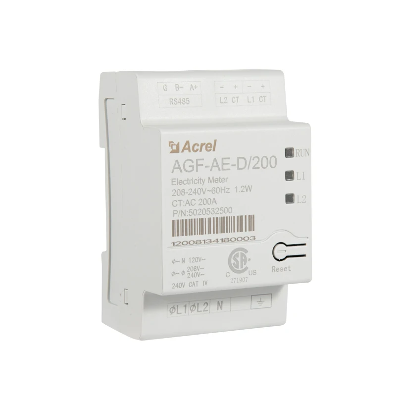 Acrel AGF-AE-D-200 مقياس الطاقة الشمسية العاكس 2 المرحلة مقياس الطاقة مع 2 سبليت كور CT مع شهادة UL