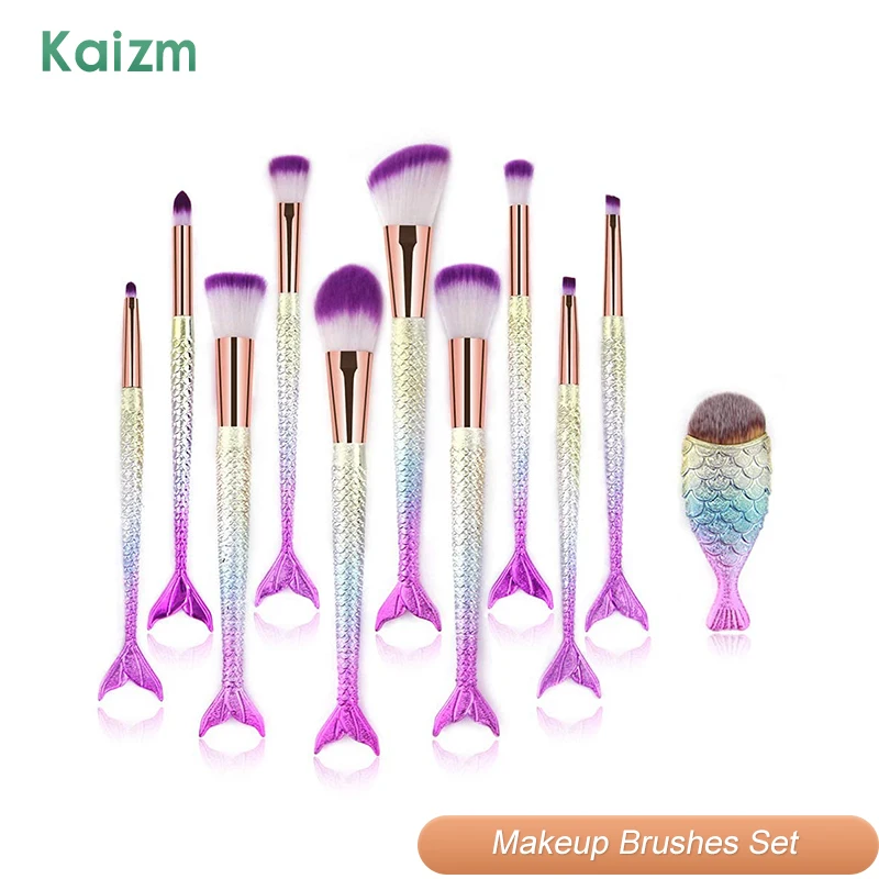 

Kaizm Makeup Brushes 10pcs Cosmetics Eyeshadow Makeup Tools Foundation Powder Female Makeup Instruments Kits Brush Free Shopping