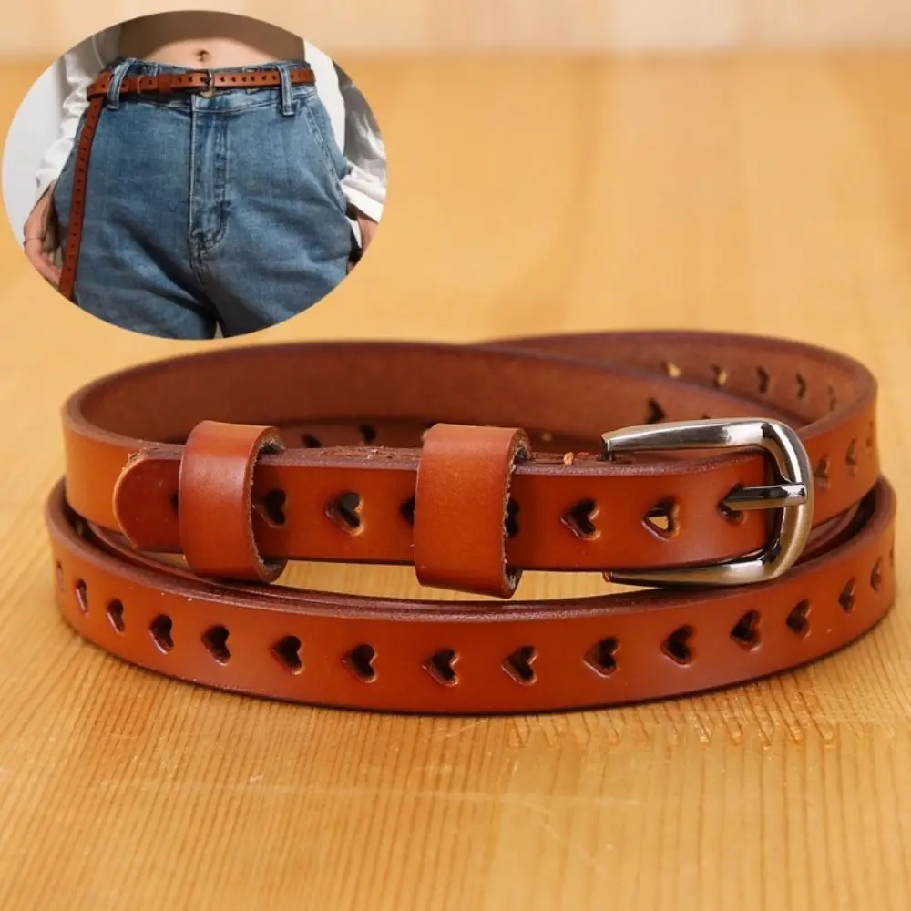 

Minimalist Hollow out Women's Belt Pin Buckle Heart Leather Belt Solid Color Jeans Belts Dress