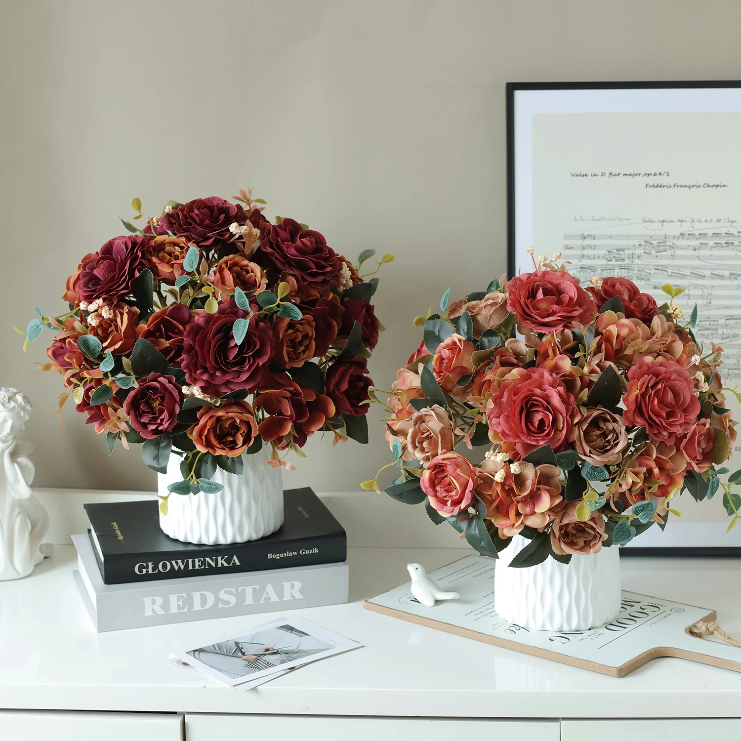 1PC Fall Artificial Peony Flowers Silk Hydrangea Rose Living Room Home Vase Garden Wedding Bridal Bouquet Diy Party Decoration - Image 6