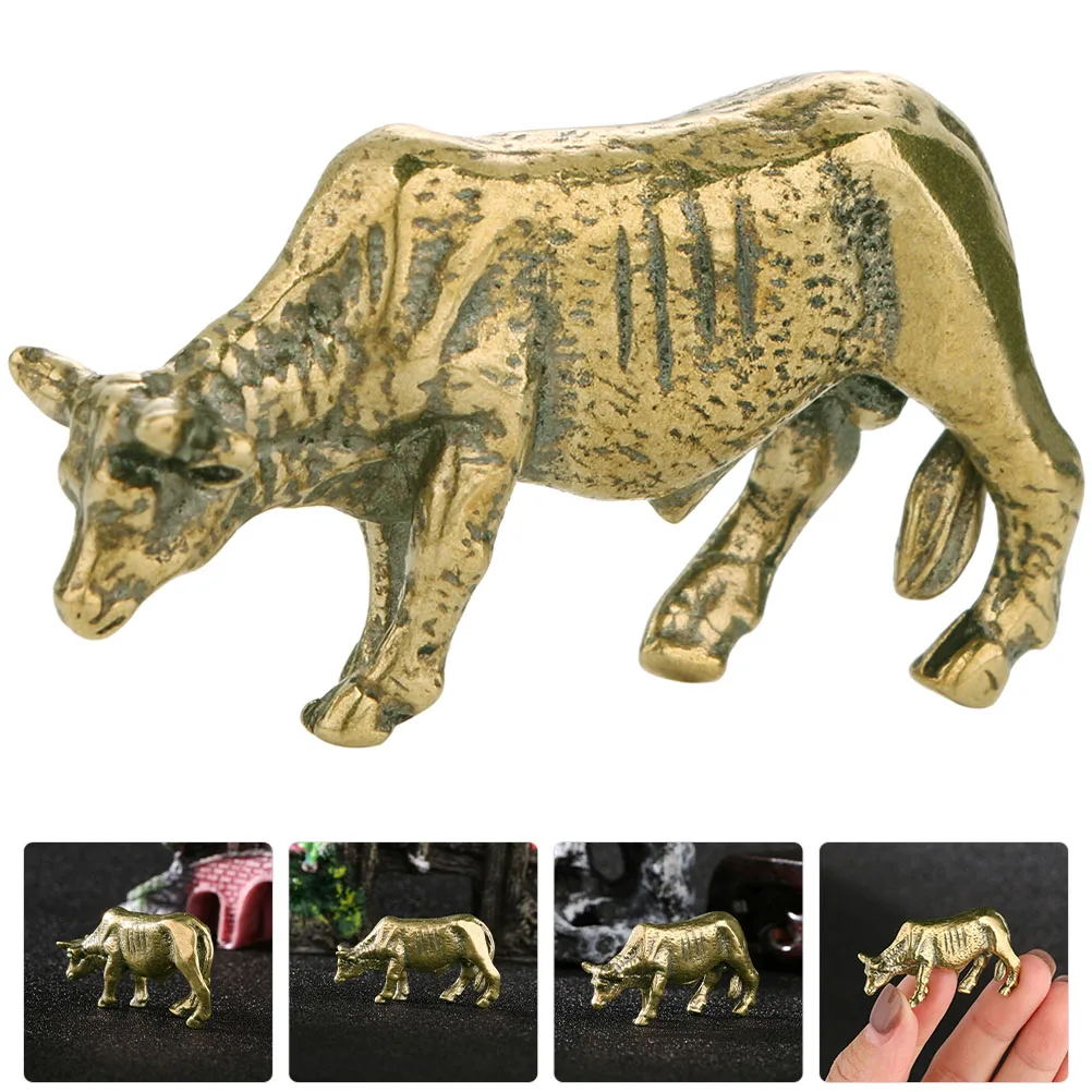 

Retro Vintage Ornament Desktop Home Bull Statue Decor Bull Brass Craft Mini Sculpture Craft Statue Carving Decoration