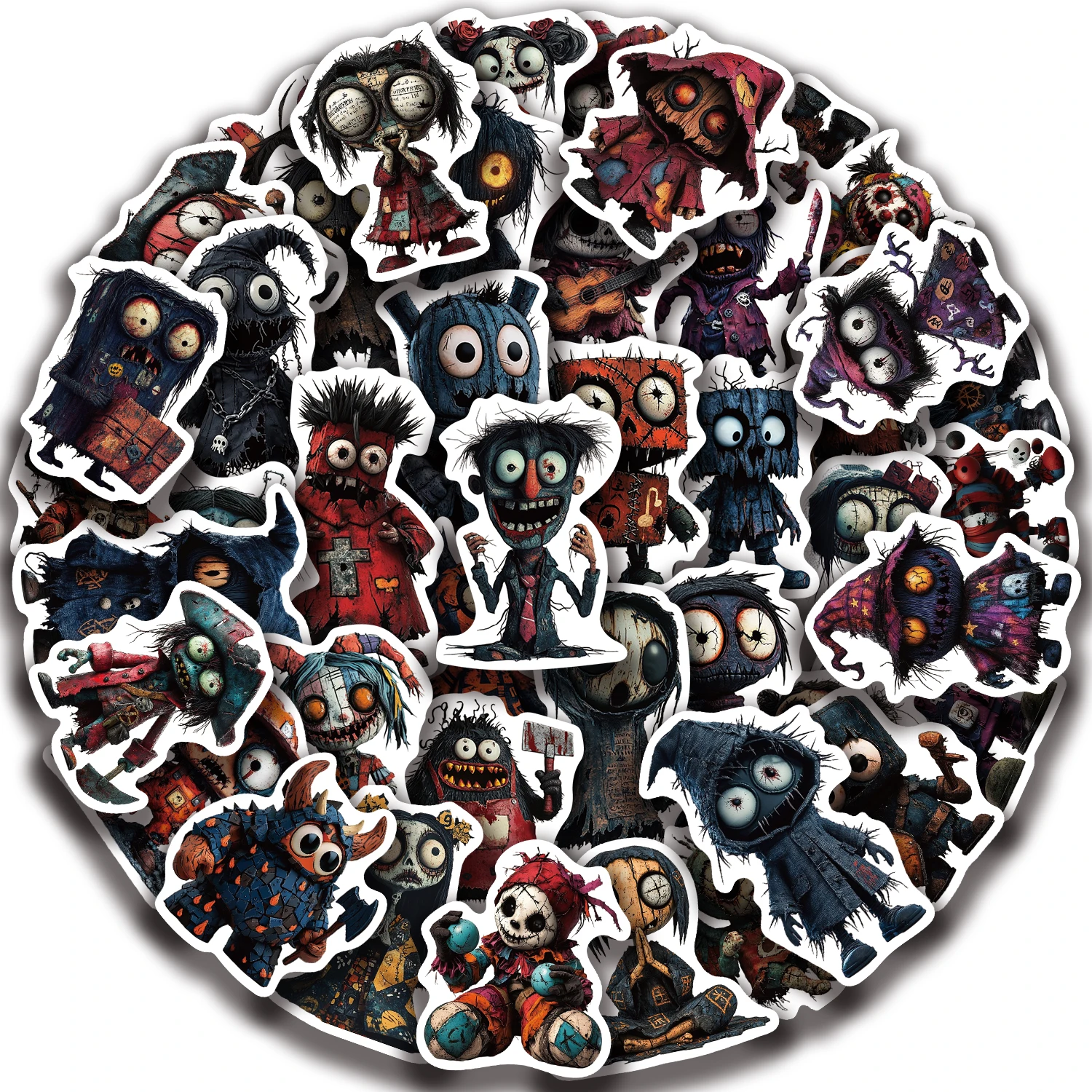 50PCS Horror-Stil Kunst Schädel Aufkleber Wasserdicht DIY Skateboard Motorrad Helm Halloween Dekoration Aufkleber Spielzeug