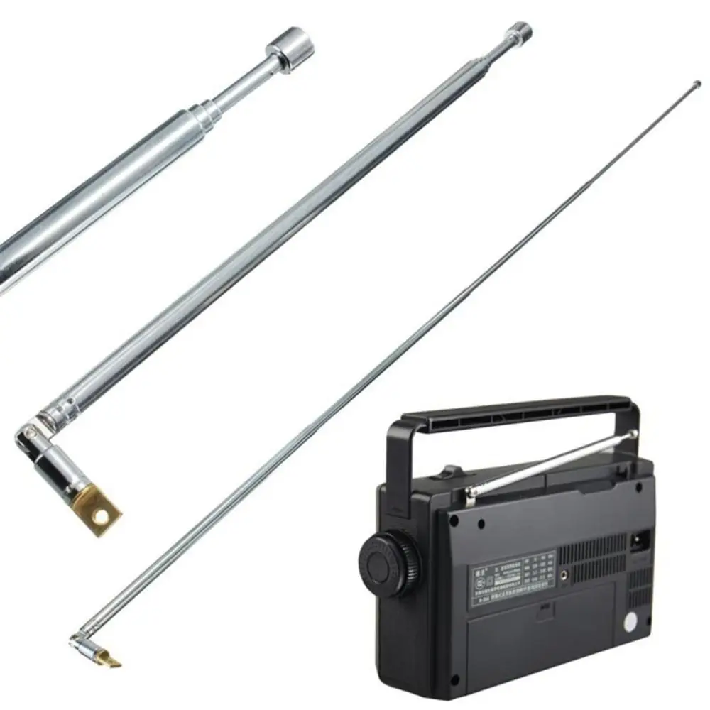 1Pcs 7104 7120 Telescopic Antenna SMA Male Connector 7 Sections Antenna Rod Silver Rotatable Replacement Aerial
