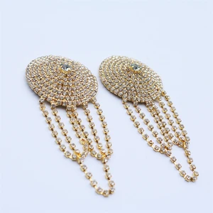 1 Çift Püskül Göğüs Çıkartmalar, Rhinestones Zincir Sutyen Kadınlar için Parlak Kristal Meme Kapağı, Takı, Delici Olmayan, İç çamaşırı, Aksesuarlar 8 en çok satan, spor sutyeni, kristal-no. 6