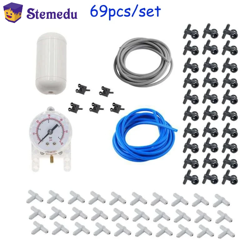 

MOC Pneumatic Kits with Air Pump/Cylinders/Push Rod Switch 69pcs Industrial Building Blocks (Models 47225/19478/4697/8800)