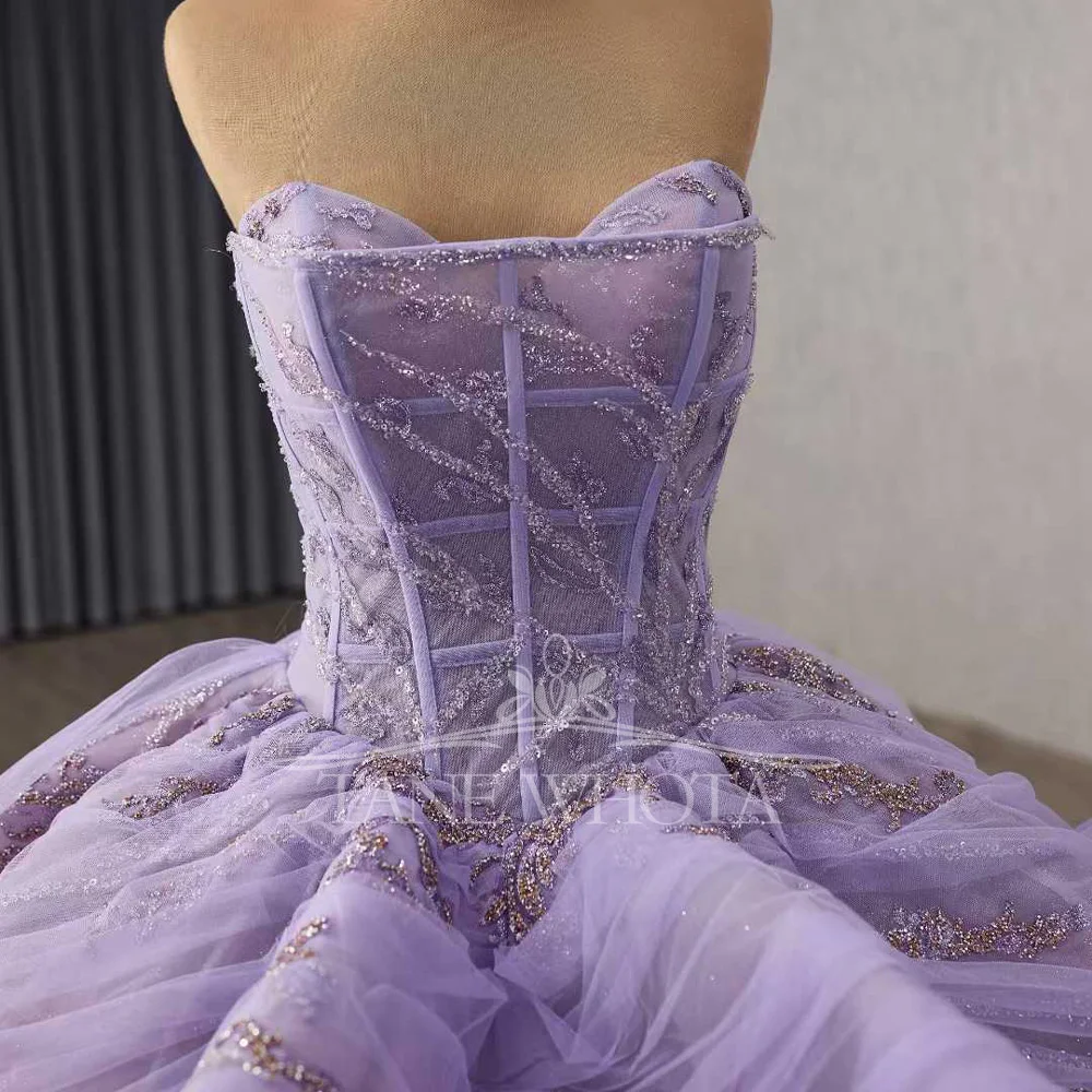 Luxury Customizable Purple Evening Gown Women's Sweetheart Sleeveless Lace Up Back Sequined Abendkleid 2025 Style