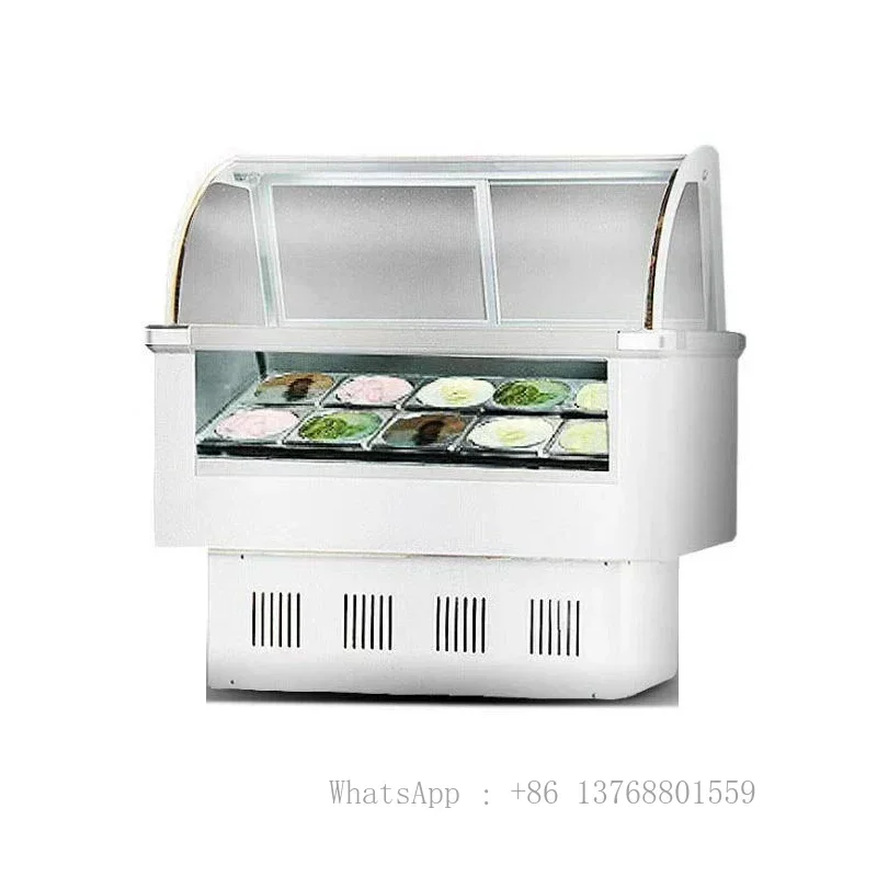 Hard Ice Cream Showcase Commercial Cold Display Cabinet Refrigerator Gelato Sundae Freezer Storage Machine