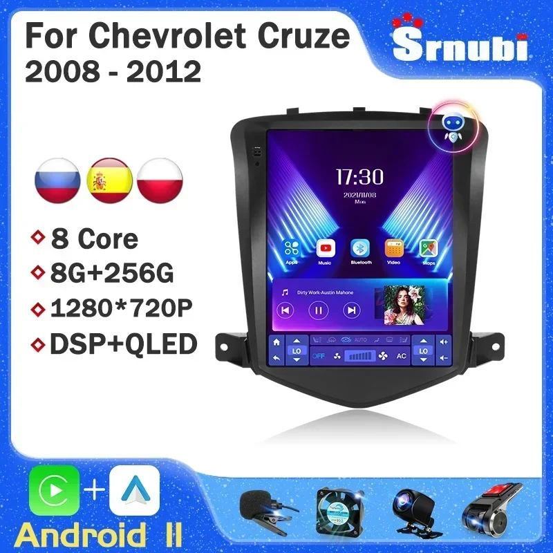 

For Chevrolet Cruze 2008-2012 9.7" 2 Din Screen Carplay Android 12 Car Radio Multimedia Video Player Navigaion Head Unit Stereo