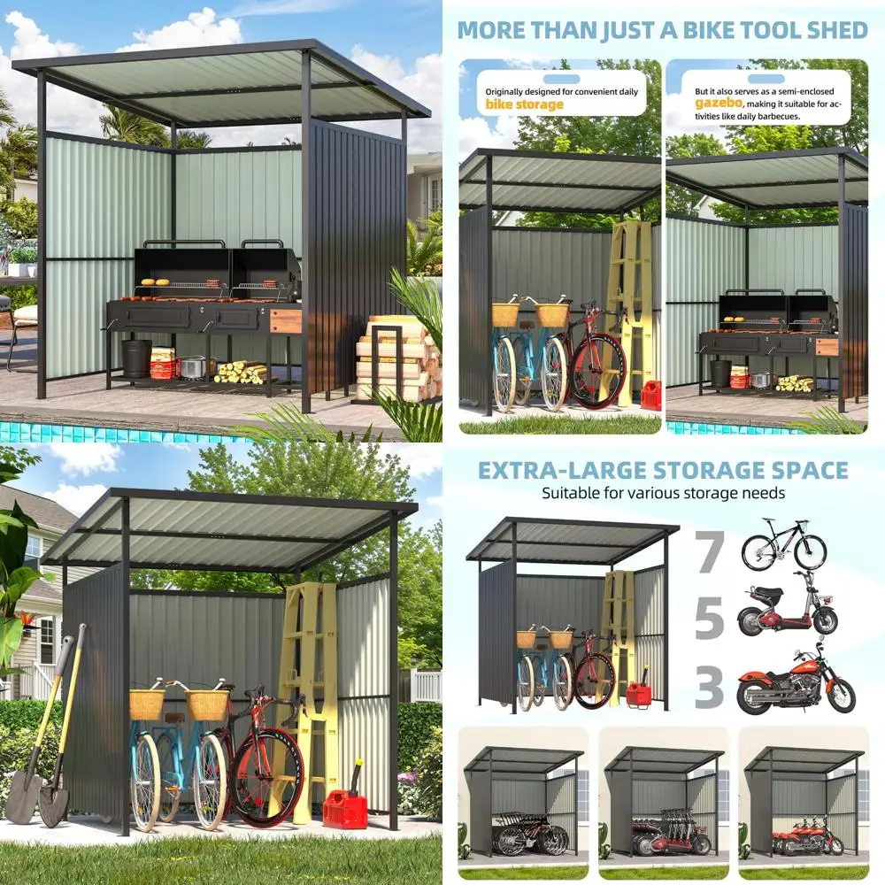 

6x6 Feet Metal Hardtop Gazebo for Outdoor Grilling, Compact Pergola with BBQ Area