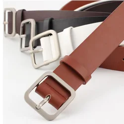 ALA Rising|2024C New Style Belt Real Leather Square Metal Vintage Simple Design All Mtach Women Belts