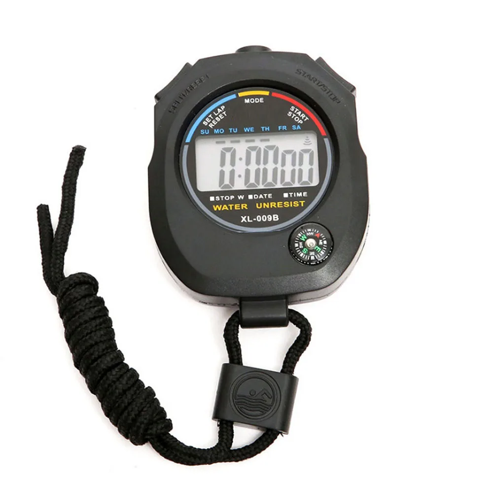 

Waterproof Digital Stopwatch Chronograph with Wristband Alarm AM PM 24H Clock Handheld LCD Sports Stopwatch Timer for Running