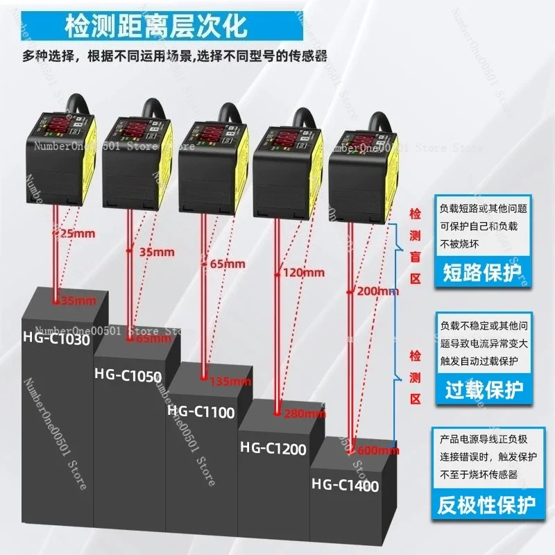 HG-C1030 C1050 C1100 C1200 C1400 High Precision 0.01 Laser Ranging Displacement Sensor -lbw095