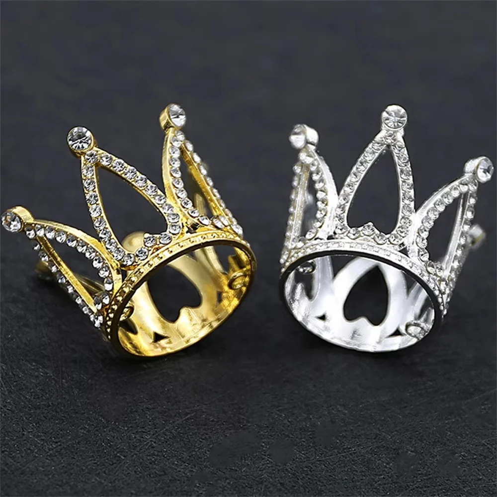 Mini corona coronas nupciales Tiaras decoración de pastel de cumpleaños plata/Metal cristal pequeño corazón de melocotón decoración para hornear pasteles