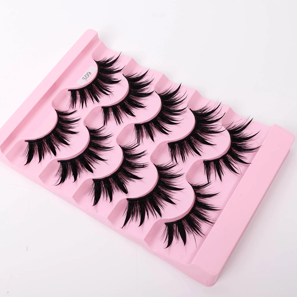 Yiernuo 1/5 Pairs Cosplay anime eyelashes Manga Lashes Dramatic Fairy Clusters lashes wet look lashes