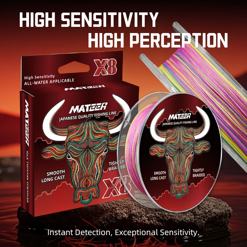 Nueva línea de pesca trenzada RedBull X8 de PE, 100/150/200M, 0.6-6.0, calidad japonesa, multifilamento, alta resistencia, línea principal.
