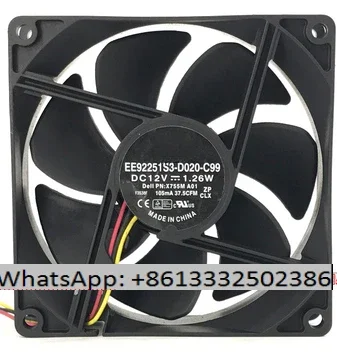 EE80201S1-0000-G99 XMN4N A00 DC 12V 1.56W 80x80x20mm Server Cooling Fan