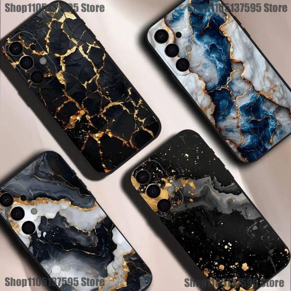 

B-Black Gold Marble Art Phone Case For Samsung S25,S24,S21,S22,S23,S30,Ultra,S20,Plus,Fe,Lite,5G Black Cover