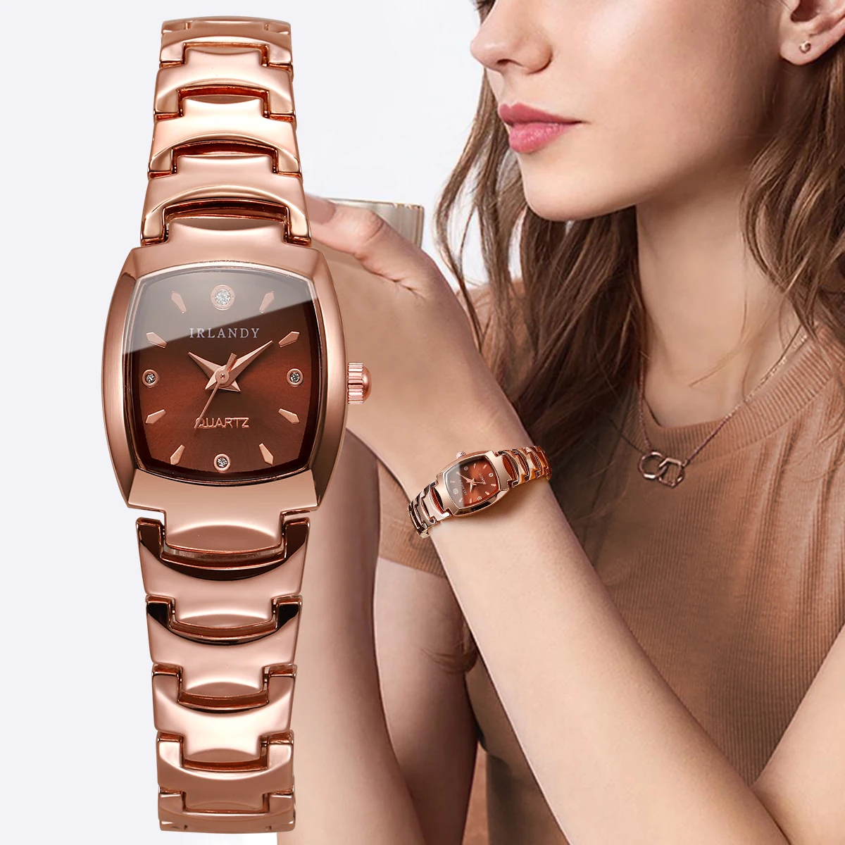Women\'s Brown Analog Quartz Silicone Band Lady Digital Rhinestone Wrist Watch Elegant Women main image 2