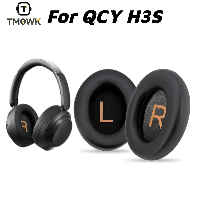 For QCY H3S Earpads Protein Leather Ear Pads Soft Memory Foam Ear Cushion Headphone Replacement Repair Parts