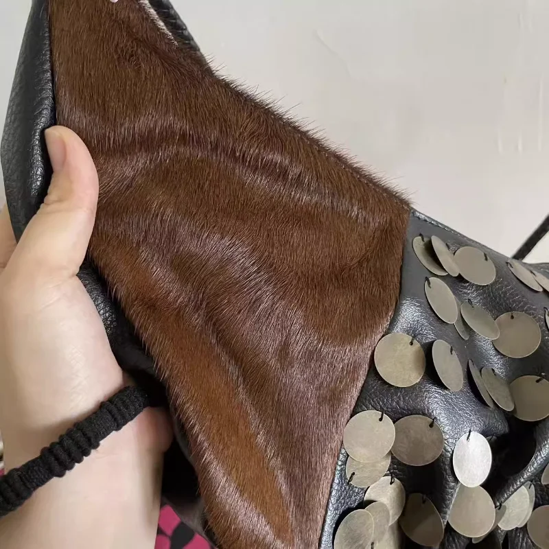 Original Sequin Mohair Snake-print Color Splicing Retro One Shoulder Crossbody Crescent Dumpling Bags for Women сумка женская