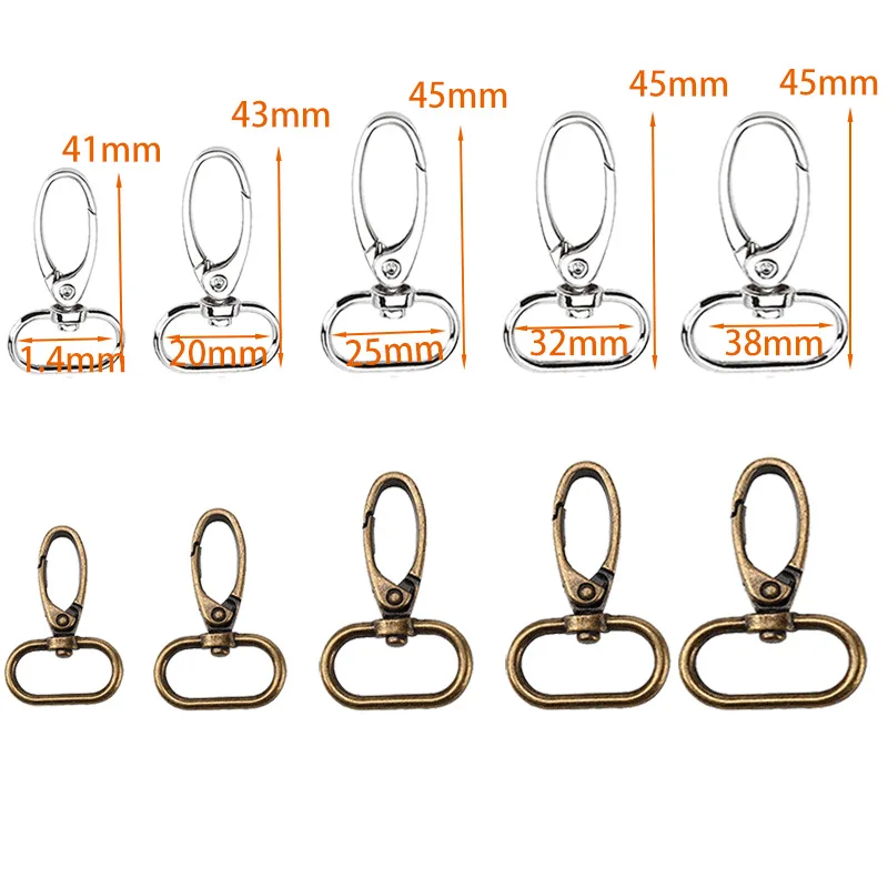 

30pcs 16mm-38mm Metal Swivel Bags Strap Buckles Lobster Clasp Collar Carabiner Snap Hook DIY Key Ring Dog Chain Collar Snap Hook