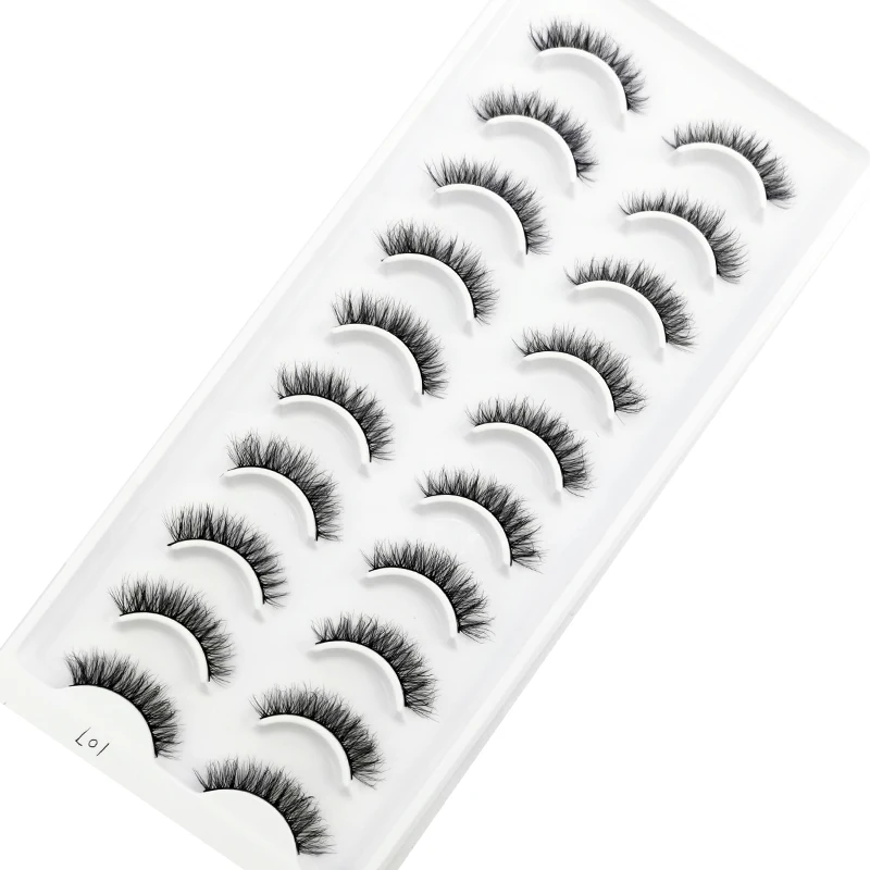 10pairs false eyelashes 3D faux mink Lashes fluffy soft eye lashes natural long messy wispy makeup kit short eyelashes extension