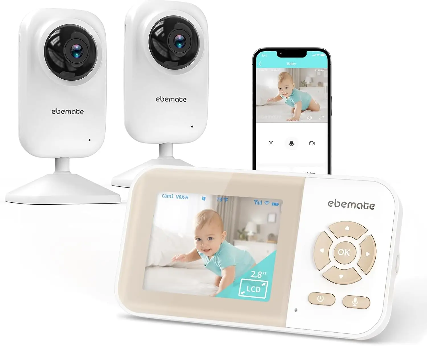 Video Baby Monitor Camera with 2 Camera,2.8