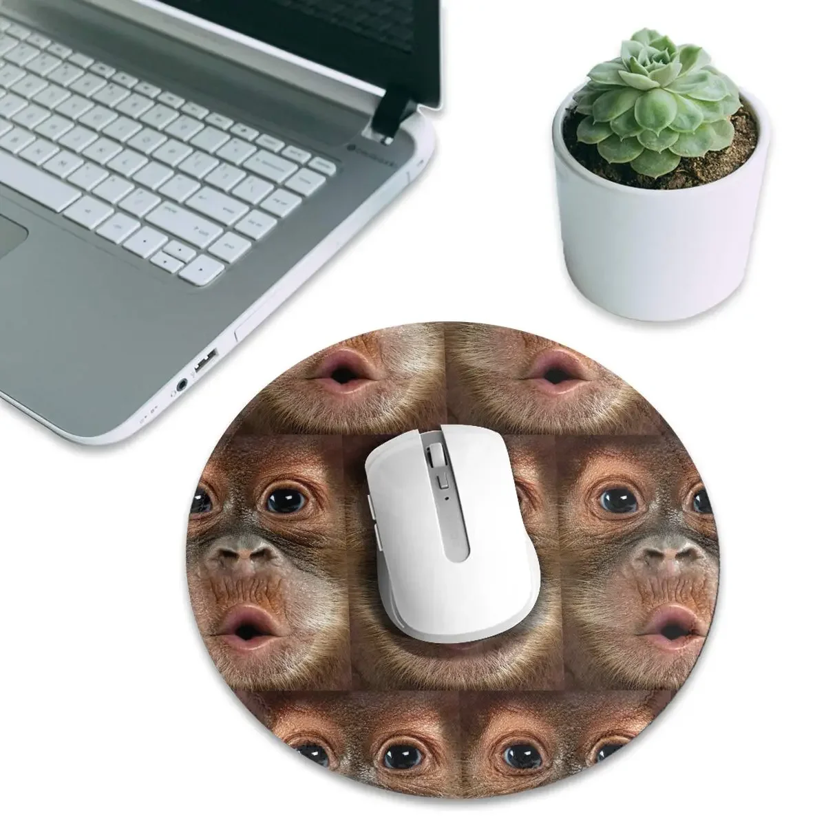 Big Face Baby Orangutan Monkey Round Mouse Pad Computer Keyboard Mouse Mat Gaming PC Desk Mat Office Table Mats