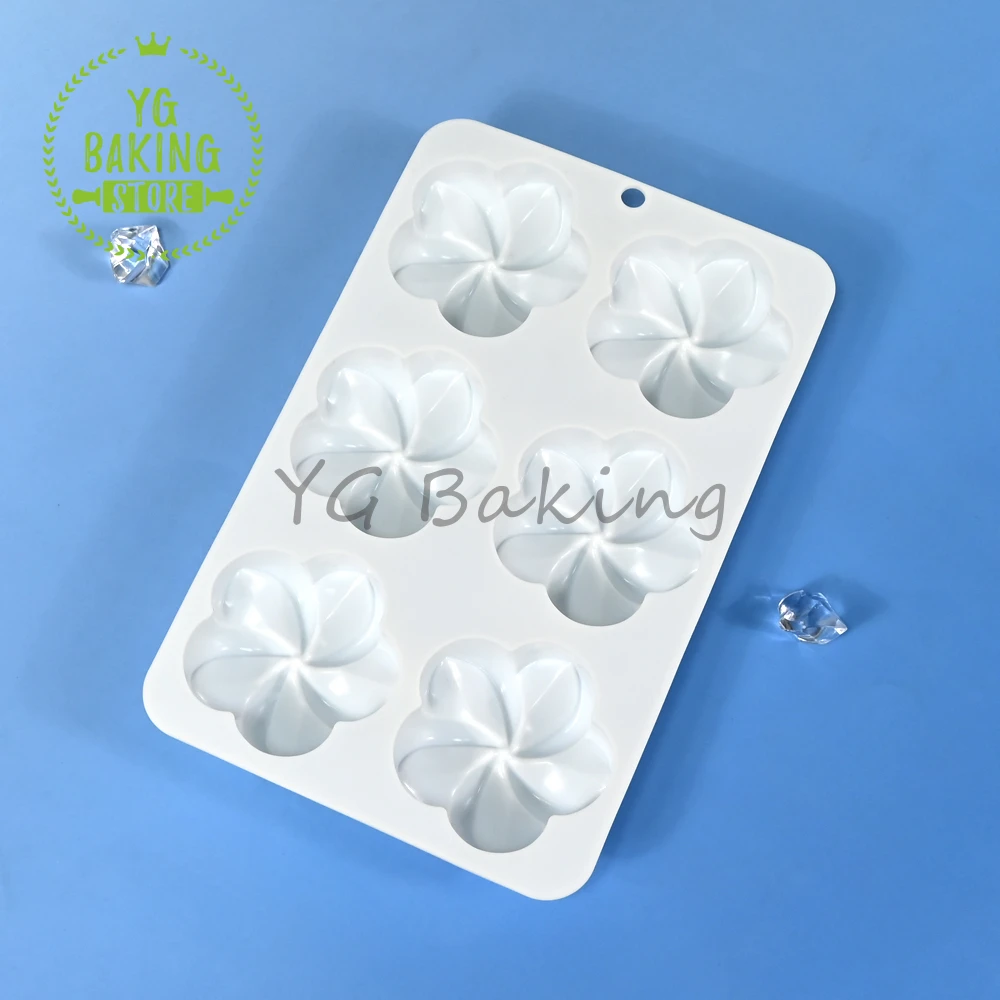 Dorica 6 Hole Plumeria Design Pudding Silicone Mousse Mould 3D  Flower Chocolate Mold DIY Dessert Cake Decorating Tools Bakeware