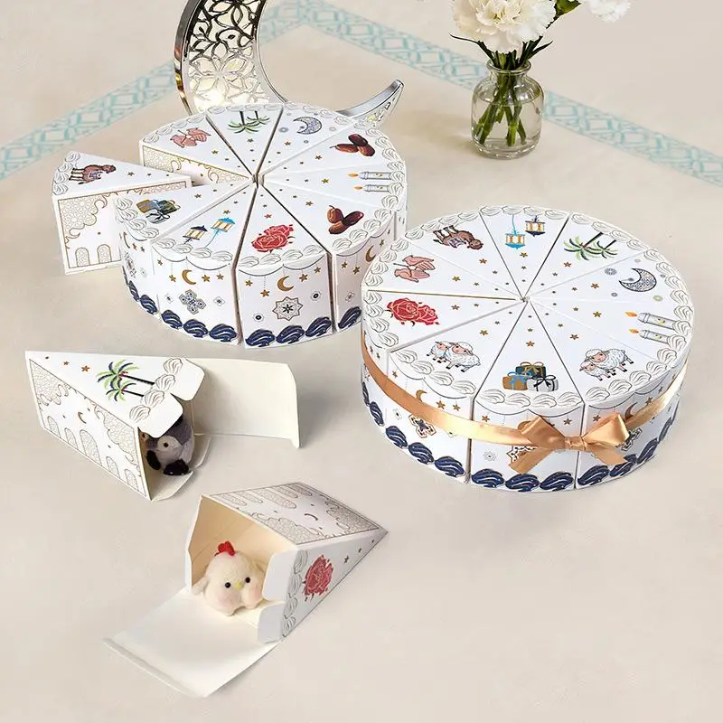10Pcs Triangular Cake Shaped Paper Gift Box Cookie Candy Baby Shower Favors Treat Kids Birthday Party Dessert Packaging Boxes...