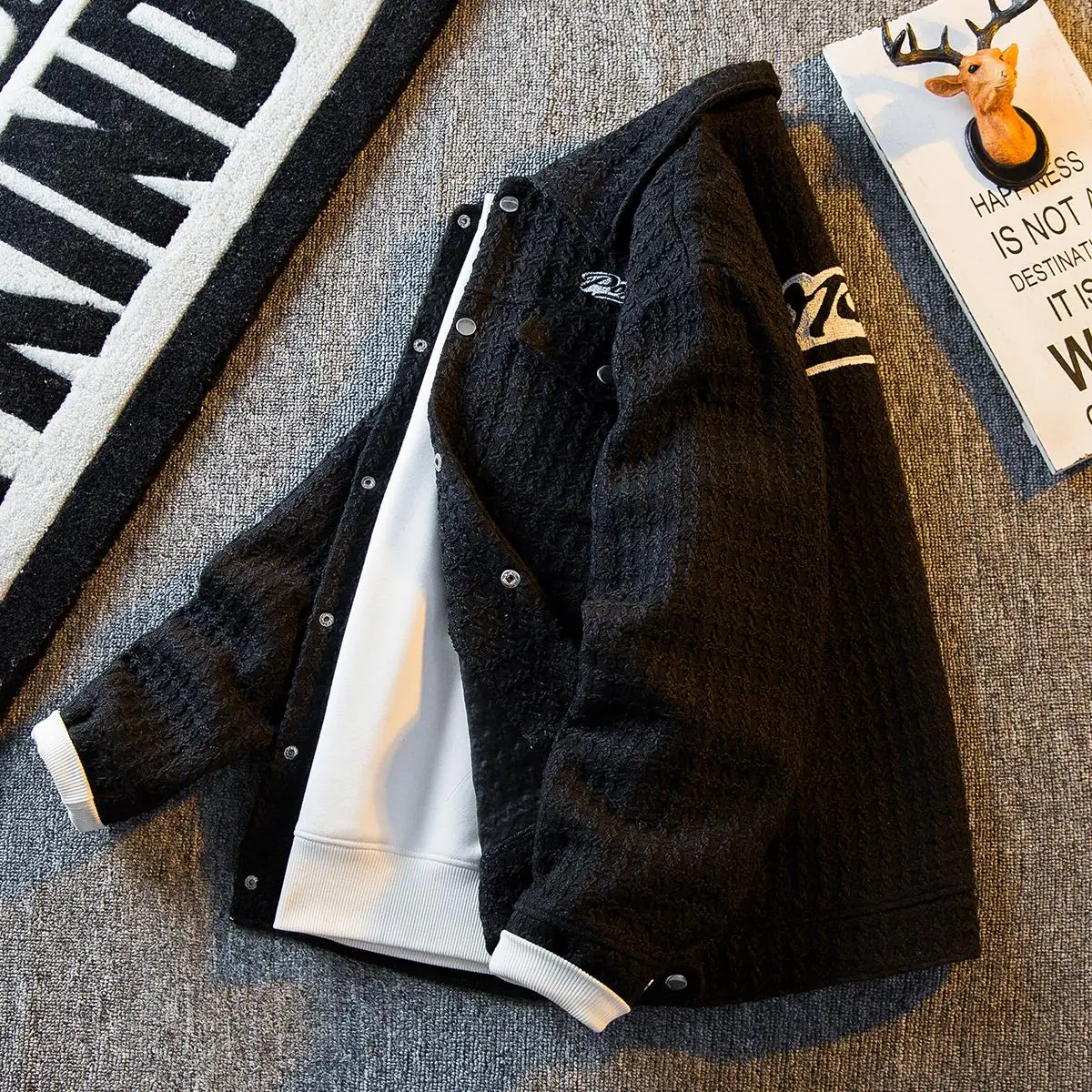 

Модный вязаный клетчатый тюжет, мужской весенне-осенний отложной воротник, универсальная повседневная верхняя одежда Faion, свободная трикотажная одежда...