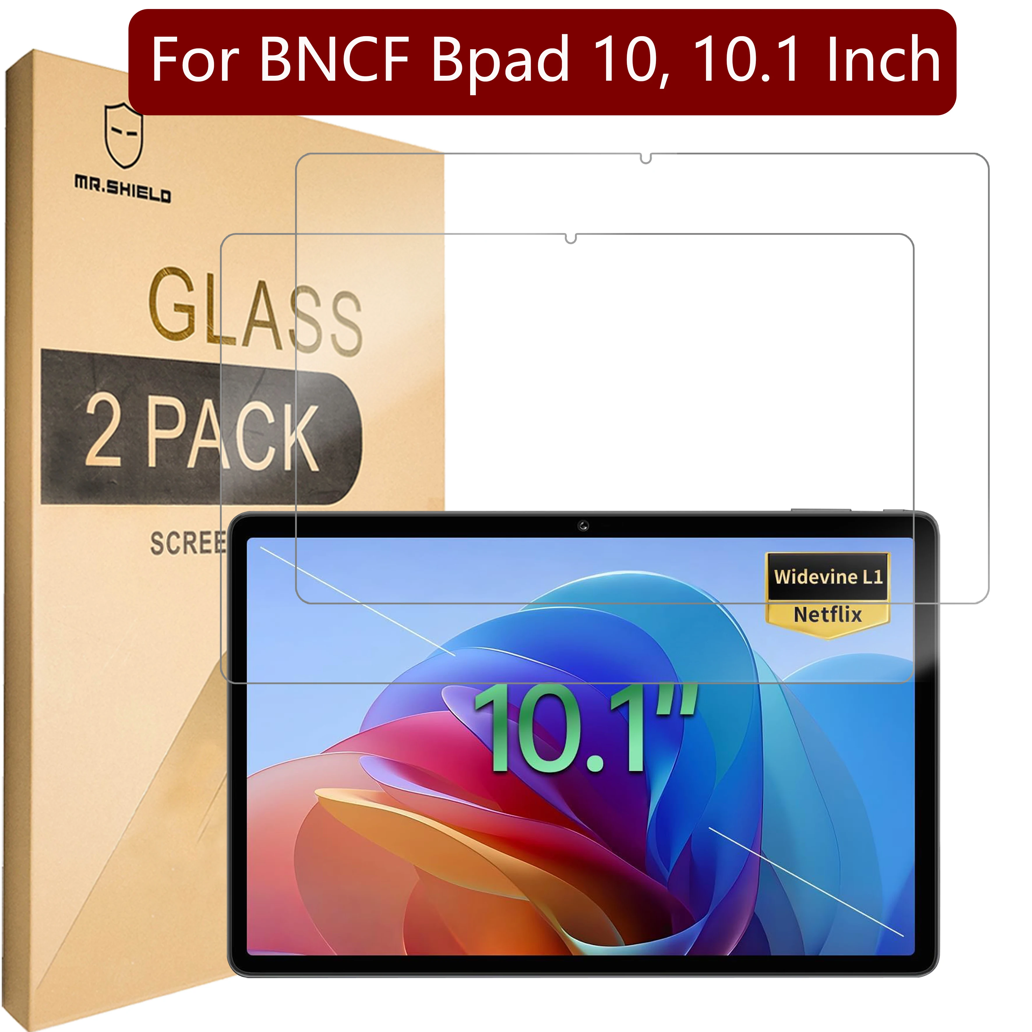 

Защитная пленка для экрана Mr.Shield, совместимая с BNCF Bpad 10, 10.1 Inch [закаленное стекло] [2 УПАКОВКИ] [Японское стекло с твердостью 9H]